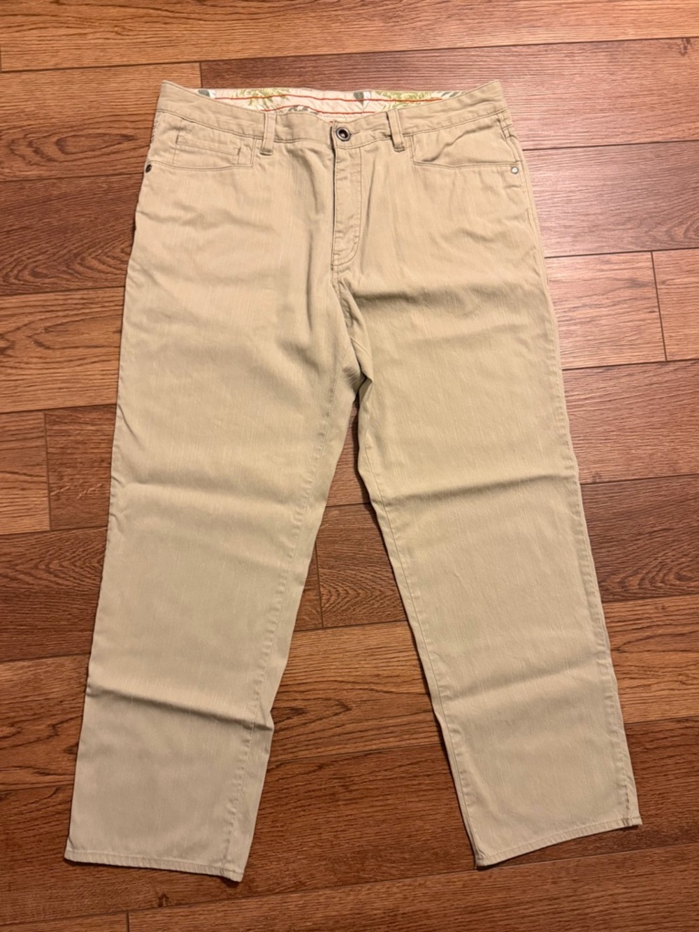 Tommy Bahama Boracay Khaki Tan 5-Pocket Pants Mens‎ 35x30 Tencel Blend Stretch